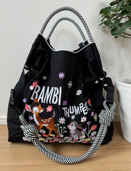 【刺繍 エコバッグ + 黒ストラップ付き】トートバッグサイズM