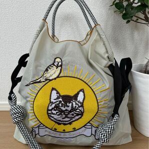 【刺繍 エコバッグ + 黒ストラップ付き】トートバッグサイズM