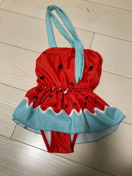 すいか ワンピース 水着 肩 オフショル 女の子 スイカ ベビー 水着 スイムウェア