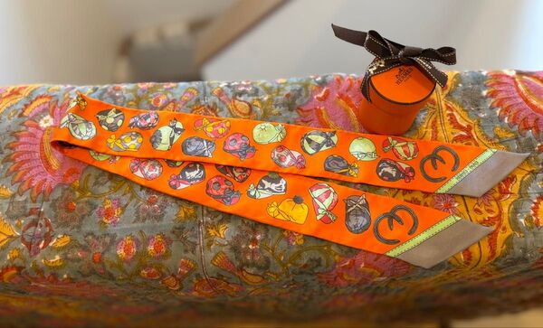 HERMES エルメス ツイリー オレンジ スカーフ