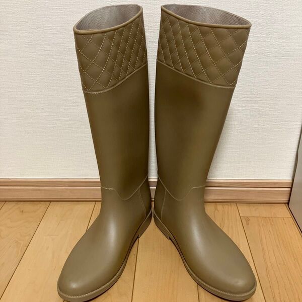 キルティングロングレインブーツ ラバーブーツ レインシューズ 長靴 レディース 25.5㎝ 25㎝ 39