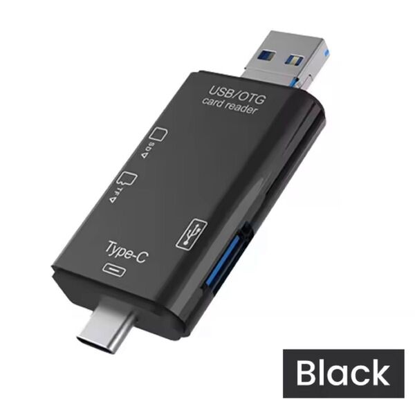 カードリーダー Type-C USB SD TF対応 6in1 ブラック