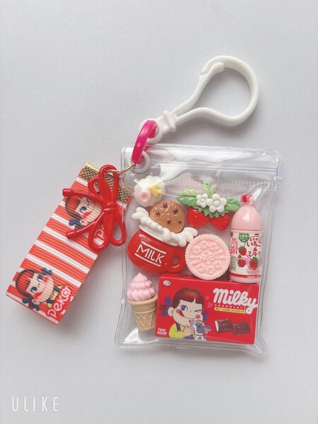 ガチャ詰めポーチ風☆ぺこちゃん369☆キャンディバックキーホルダー パーツ