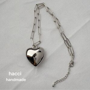 #247 ハート チェーンネックレス シルバーカラー ハンドメイド