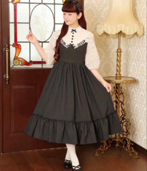 7月6日まで イノセントワールド 青木美沙子 つる薔薇レースアニバーサリーワンピース Mサイズ ブラック