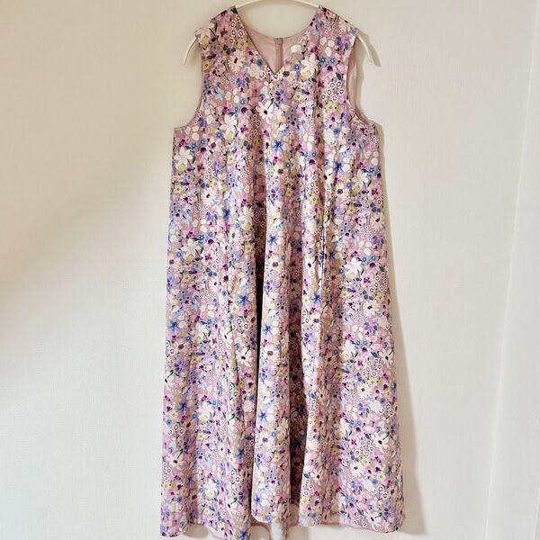 美品 Viscotecs メイクユアブランド リバティ柄 ロングワンピースL