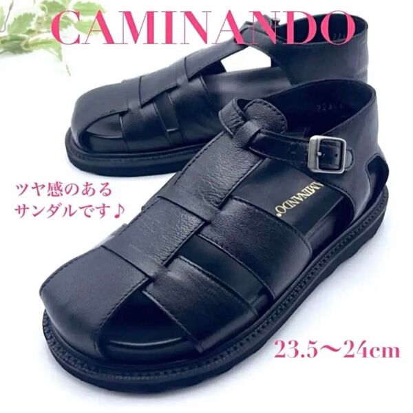 美品 シンゾーン別注 CAMINANDO カミナンド グルカサンダル レザー ブラック 黒 レディース 23.5cm 24cm