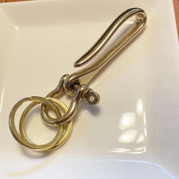 真鍮製キーフック カラビナ アンティーク キーホルダー