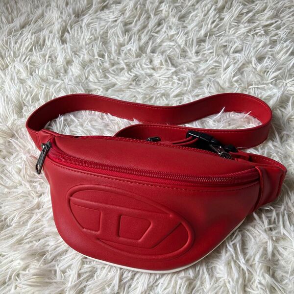 【希少即売】ディーゼル diesel ショルダー ボディバッグ Dロゴ ウエストポーチ BODY bag 赤 レッド RED
