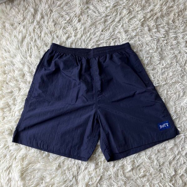 【希少】BOTT ボット ナイロンショートパンツ nylon short pants ネイビー ボックスロゴ