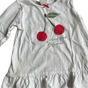 女の子 長袖Tシャツ 80サイズ サクランボ柄 ホワイト H&M