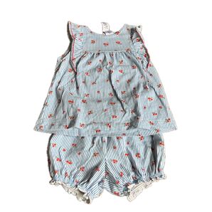 ベビー服 セットアップ 女の子 18M ブルー サクランボ柄 夏服