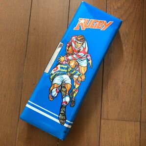 未使用 筆箱 昭和レトロ 当時物 慧プロダクション ラグビー RUGBY オマケ シール
