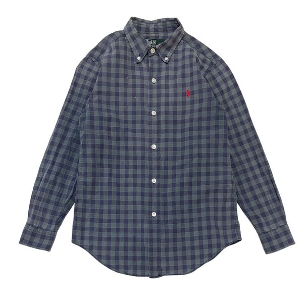 Polo Ralph Lauren ポロ ラルフローレン 80s ビンテージ チェックシャツ 150サイズ ギンガム 緑タグ
