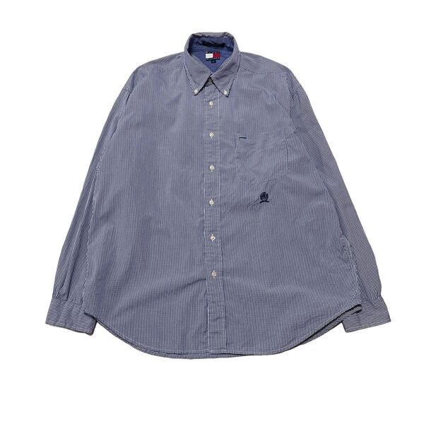 トミーヒルフィガー TOMMY HILFIGER ビンテージ ギンガムチェック ボタンダウン シャツ Lサイズ 80s 90s