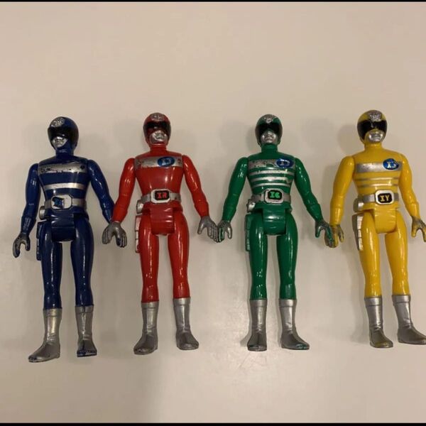 電子戦隊デンジマン ミニフィギュア4体セット 昭和レトロ 当時物 ポピー