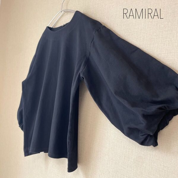 RAMIRAL ボリューム袖カットソー 7分袖Tシャツ ぽわん袖 パフスリーブ