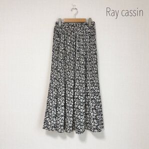 RAY CASSIN 金箔×花柄プリーツスカート ロングスカート マキシ 総柄