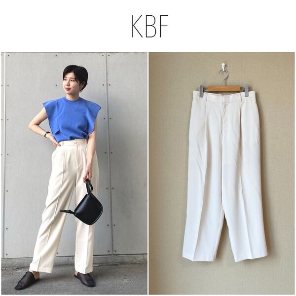 KBF ワンタックワイドパンツ ハイウエスト 38 M ホワイト 白