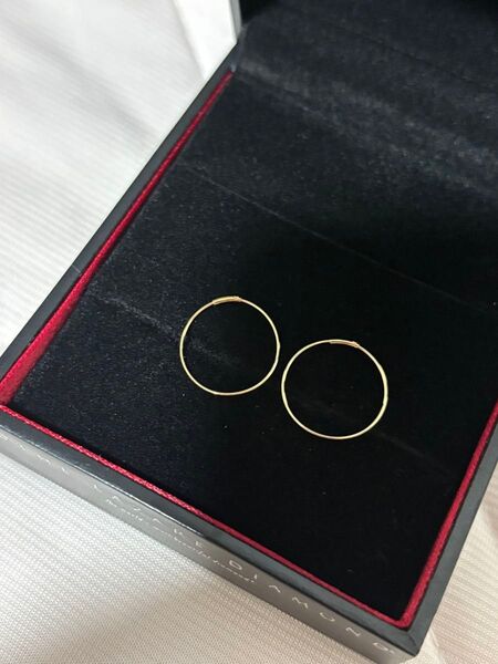Ray BEAMS】K18フープピアス 直径約15mm 中古品 美品です。イエローゴールドカラーです。