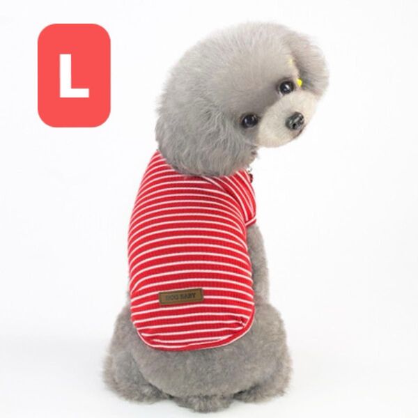 L 赤 レッド 犬服 ドッグウェア ペットウェア ペット服 ボーダー 韓国 薄手