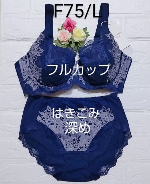 F75・L◆レッドレーベル バイ 0110◆フルカップ ブラ&ショーツ◆はきこみ深め