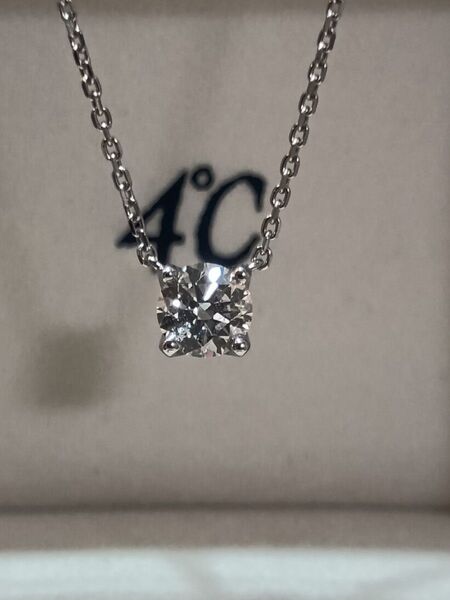 4℃ プラチナ ダイヤモンド ネックレス 一粒ダイヤ0.421ct 鑑定カード付