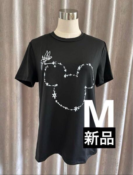 ミッキー ティンカーベル プリント 半袖 Tシャツ ブラック ディズニー M