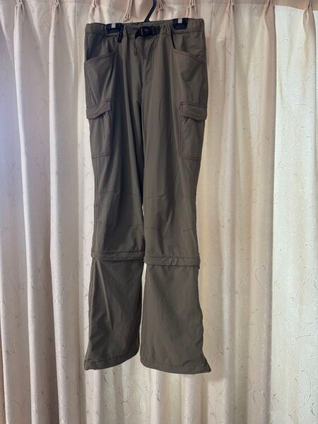 カーキのパンツ Lサイズ 七分丈にもなる2wayタイプ