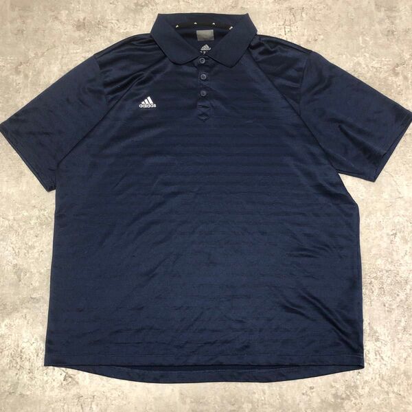 アディダス ポロシャツ 紺 3XL ボーダー スポーツ カジュアル ソリッド