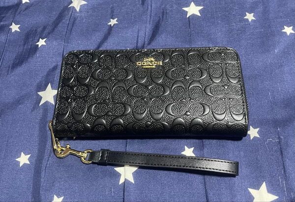 コーチ 長財布COACH 財布 シグネチャー 型押し ロング ジップ アラウンド ウォレット 押しレザー C7360