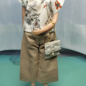 ドール服 22cmドール セリアドール19cm 3点セット フレアブラウス パンツ バッグ