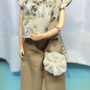 ドール服 22cmドール セリアドール19cm 3点セット フレアブラウス パンツ バッグ