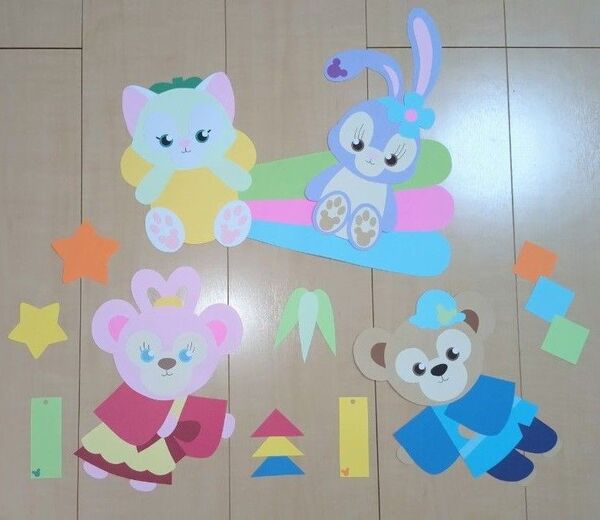 壁面飾り 壁面 七夕 織姫 彦星 短冊 天の川 7月 ラミネート可 保育園 幼稚園