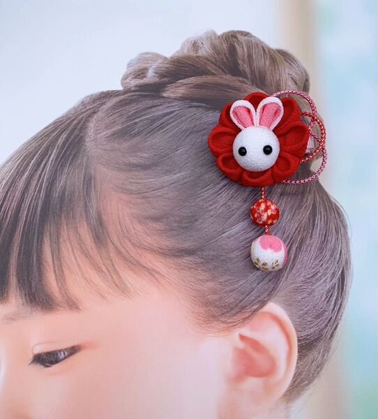 つまみ細工 髪飾り うさぎ クリップ