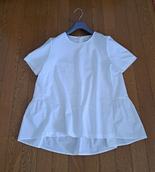 美品 23区 大きいサイズ46 ペプラム異素材 トップス