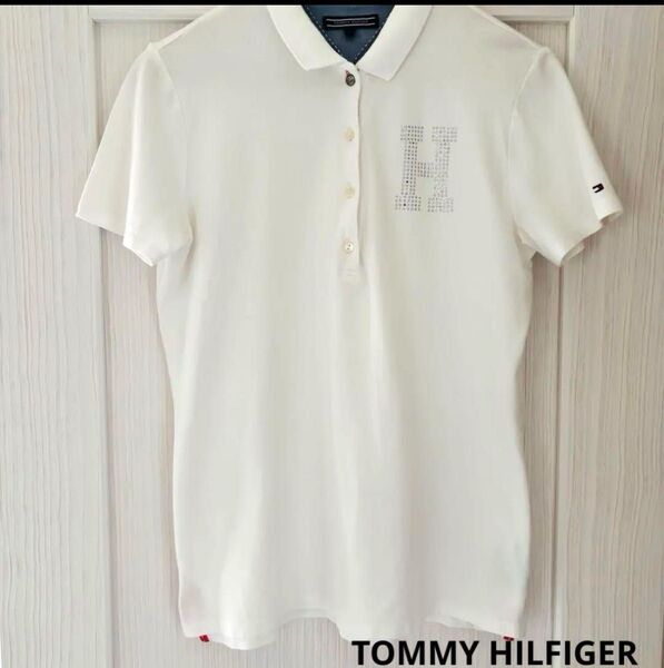 TOMMY HILFIGER 半袖トミーフィルフィガーポロシャツ(M)ラメ
