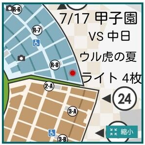 7月17日 7/17 阪神 VS 中日 甲子園 ライト チケット 4枚 入場券プレゼントあり グッズ付き