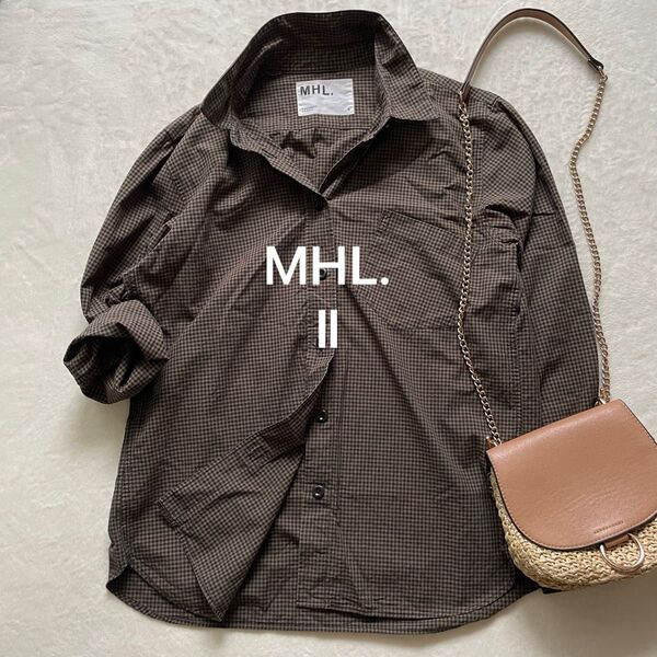 MHL. エムエイチエル コットンシャツ ギンガムチェック 日本製 サイズⅡ 長袖シャツ チェック柄