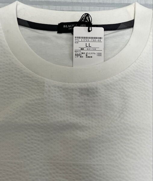 新品未使用 ブラックレーベルクレストブリッジ サッカー素材シャドーチェックTシャツ◆ホワイト/LL