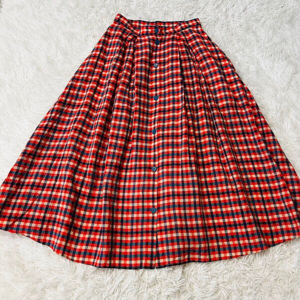 トゥービーバイアニエスベー ギンガムチェックスカート ロング丈 36