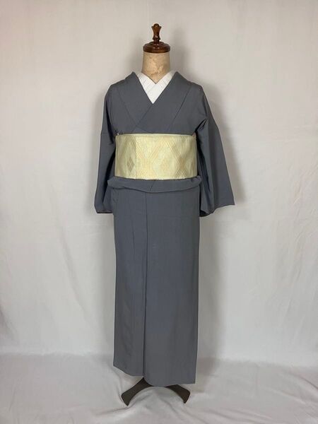 単衣 着物 鮫小紋 灰色 グレー 練習用 普段着物 着物のある生活