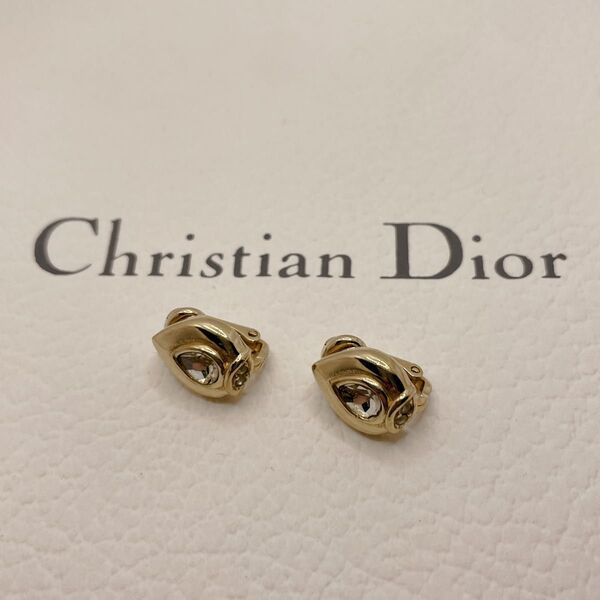 Dior クリスチャン ディオール イヤリング ラインストーン 金 ビジュー アクセサリー