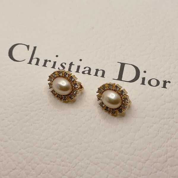 Dior ディオール イヤリング ゴールドカラー パール ラインストーン