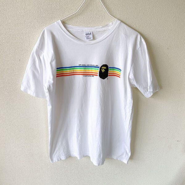 初期 90s A BATHING APE 虹ラインTシャツ アーカイブ エイプ 裏原 ビンテージ ヴィンテージ グラフィック