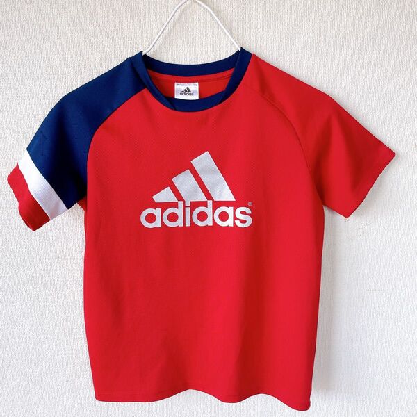Y2K 00s adidas チビT 140 へそ出し 切替ロゴ 平成レトロ アディダス 半袖 Tシャツ エアロレディ