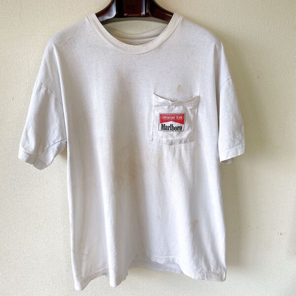 企業T 90s Marlboro Tシャツ 白 XL アドベンチャーチーム 古着 ヴィンテージ マルボロ シングルステッチ