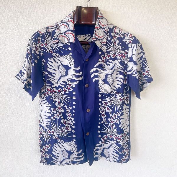 Sun Surf アロハシャツ XS 貝殻柄 和柄 東洋エンタープライズ製 サンサーフ レーヨン 半袖シャツ シルク