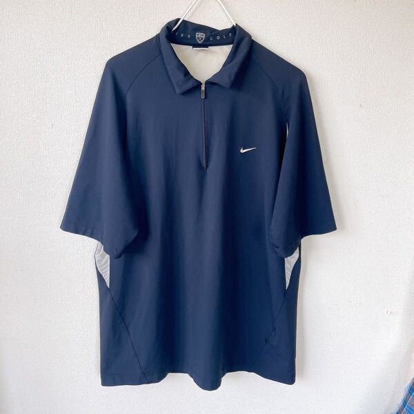00s Y2K NIKE GOLF ハーフジップ ポロシャツ XL 吸汗速乾 ナイキ ゴルフ 半袖ポロシャツ