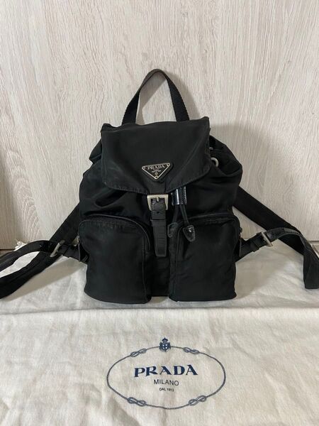 PRADA リュック 三角ロゴプレート ナイロン レザー ブラック バックパック